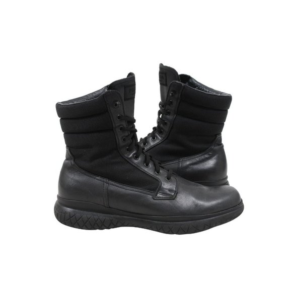 Prada Men Combat Boots US10 UK9 Black Leather Nylon Chunky Sport Rubber Sole main image 4